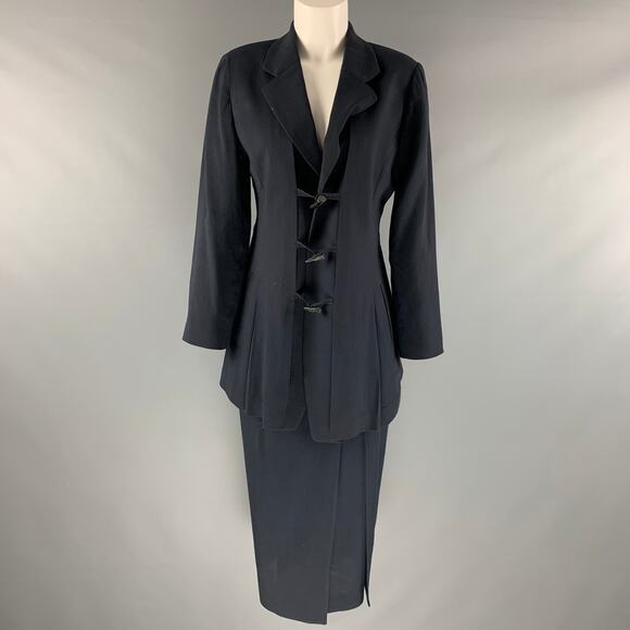 MATSUDA Size S Vintage Charcoal Wool Skirt Jacket Suit - Picture 1 of 7